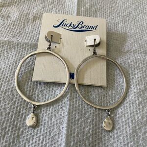 Lucky Brand Metallic Hoop Earrings with Charm
